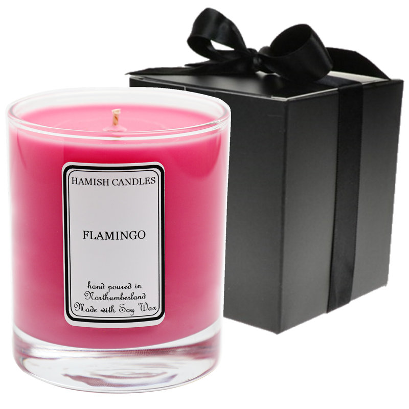Flamingo Scented Jar Candle with Glass Holder
