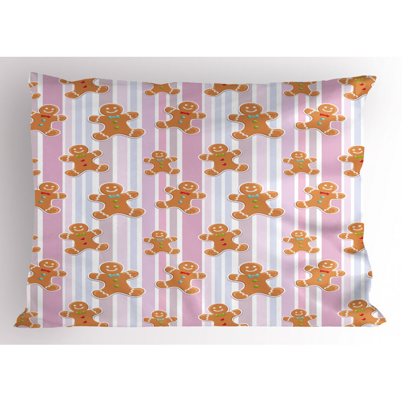 Gingerbread Polyester Striped Sham Set, Twin