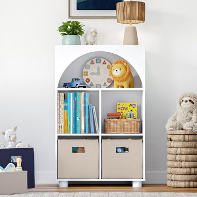 Kids Curve Appeal 23 In. 4 Cubby Bookcase With 2Pc Bins