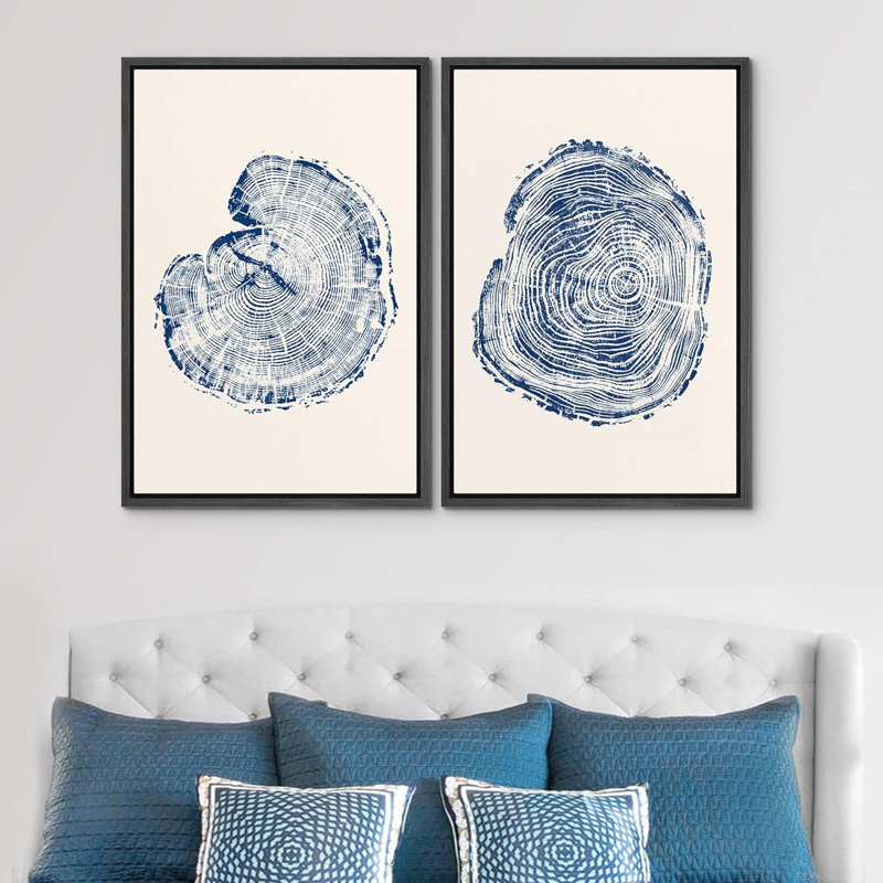 «Pastel Watercolor Green Blue Wave Collage Abstract Shapes», 2 pièces sur toile, Cadre noir, H 24 po x l 16 po