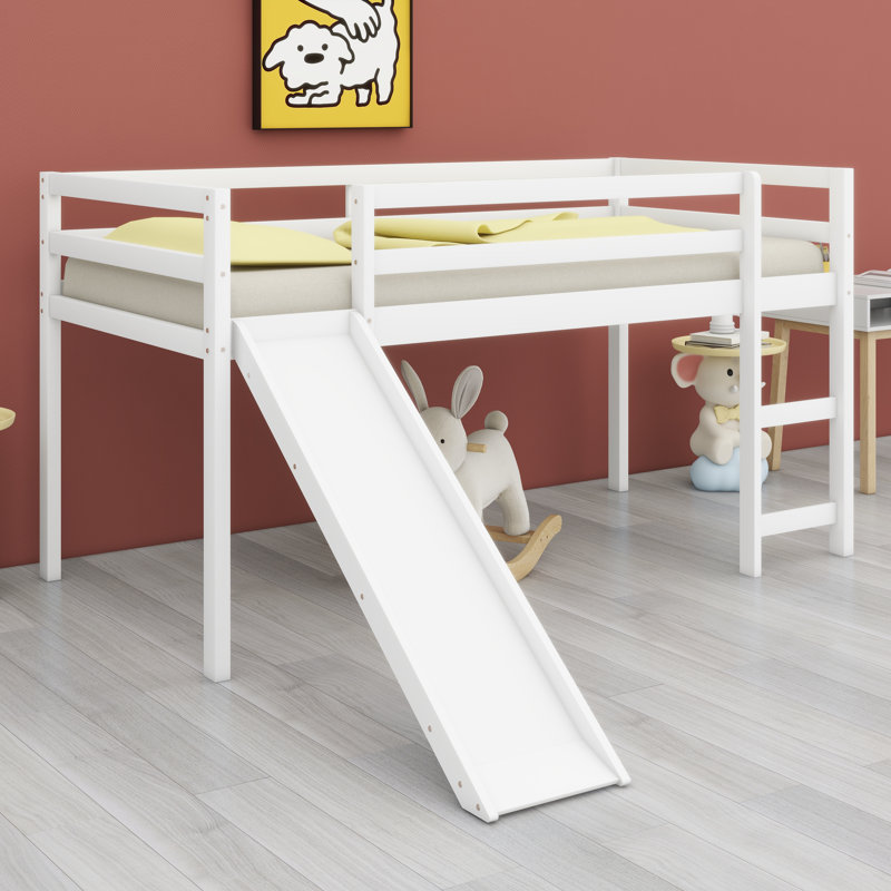 Loft Bed With Slide, White