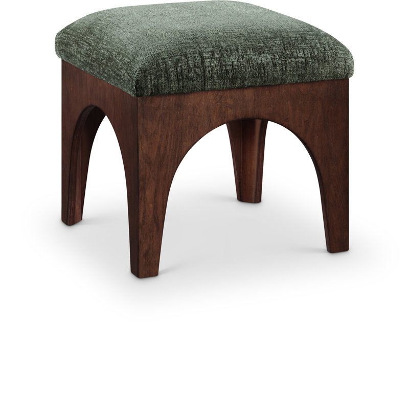 Lawson Chenille Fabric Ottoman, Brown Walnut, Green Chenille Fabric