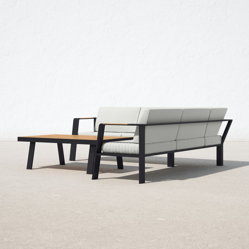 Raven Teak 4 - Person Modular Patio Conversation Sets with Cushions, Taupe