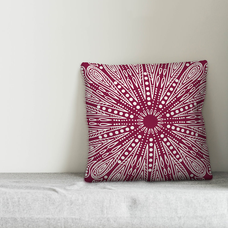  Coussin Mandala, 16 po x 1 po, Marron foncé