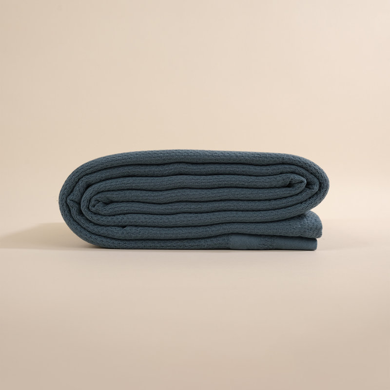 Cotton Bedspread, 63" x 87" Bedspread, Blue