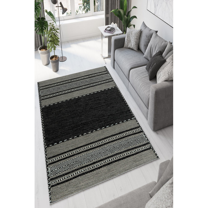 Premium Dark Grey Carpet, 5.2 x 7.5 ft | 100% Polyester, 650 g/m², 0.16 in Pile Height | Antibacterial, Eco-Friendly, Non-Slip PVC Dot Underside | Machine Washable, Perfect for Living Room & Bedroom Décor