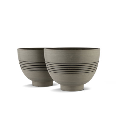 ROUND PLANTER BROWN STONE 11"x 8"-PACK OF 2 UNITS