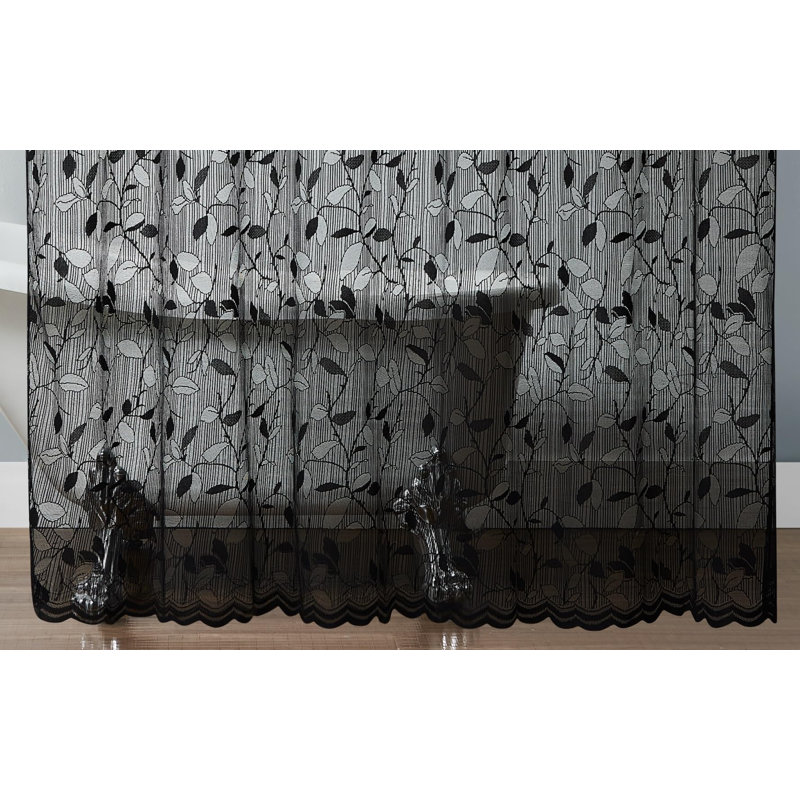 Toraino Floral Shower Curtain. Rustic Leaf Lace Shower Curtain, H 72 po x l 72 po, Noir