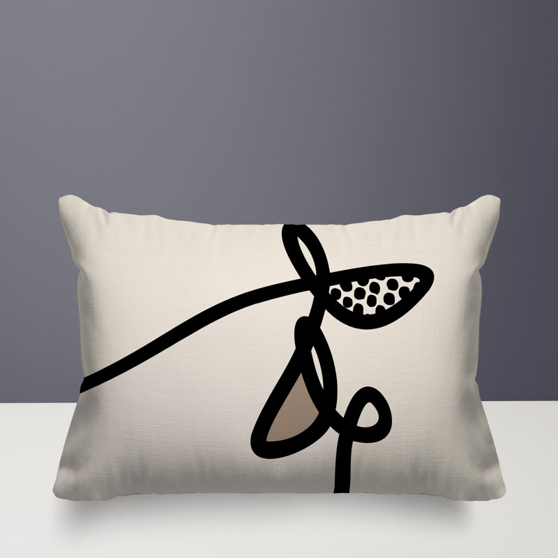 Coussin lombaire réversible intérieur / extérieur Jai Abstract, H 18 po x l 25 po, Blanc cassé / blanc