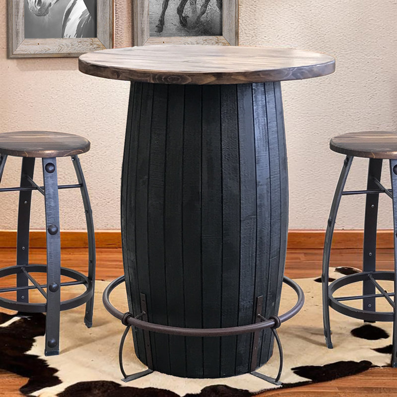 Tequila Barrel Bar Table with Footrail