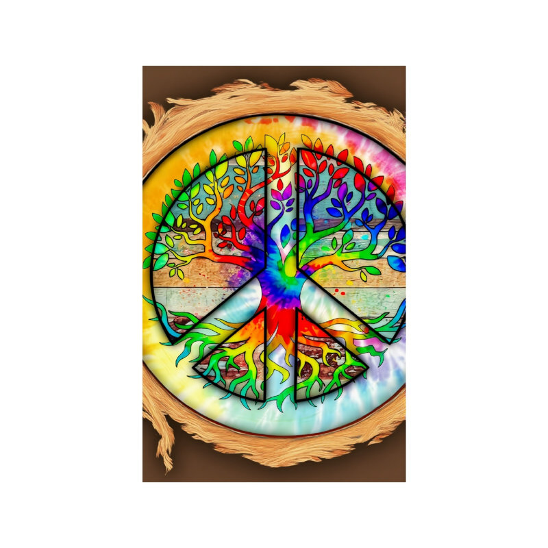 Drapeau hippie à double face Tie Dye Rainbow Peace Tree, 12 x 18 po