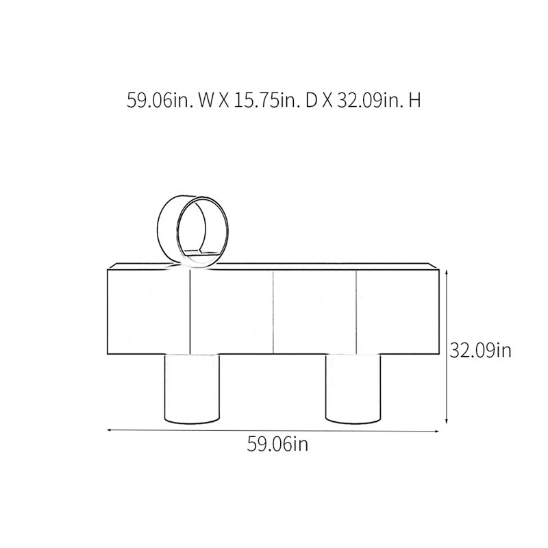 Lindell, H 32,09 po x l 59,06 po x P 15,75 po, Bourgogne