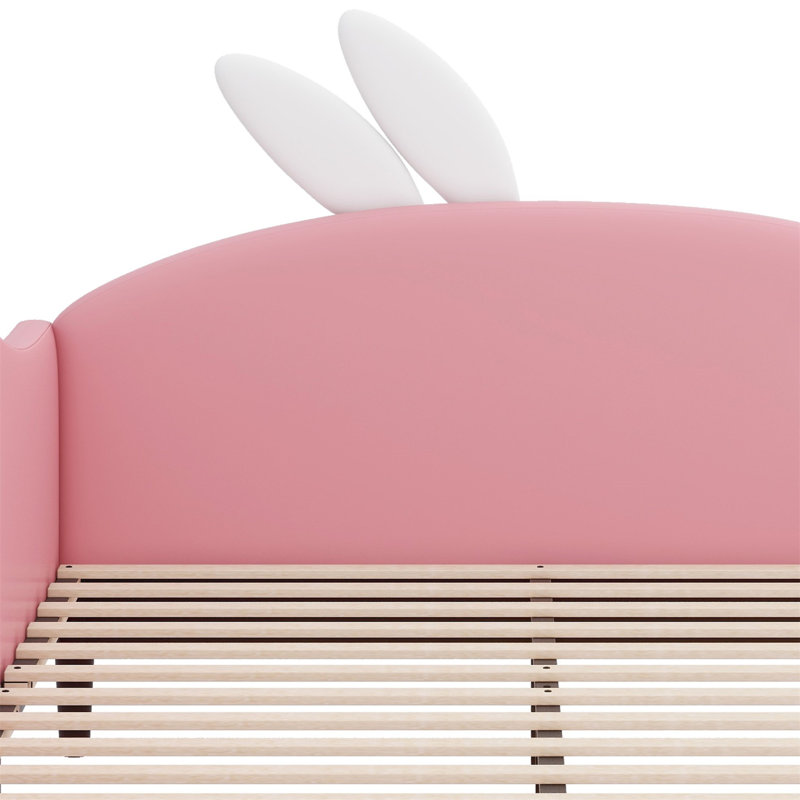 Upholstered Rabbit-Shape Daybed, Sofabed With Rabbit Ear Headboard, Full
