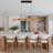 1-Light 41.7" Linear Kitchen Island LED Chandelier For Dining Room, Modern Rectangle Adjustable Ceiling Fixture