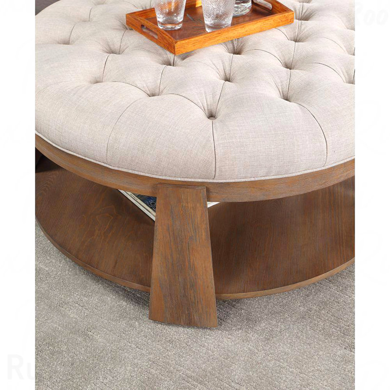 Repose-pieds de cocktail rond avec rangement 40,75 po Brenai, Beige