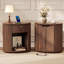 Table d'appoint ronde de 55 cm de hauteur avec tiroir et station de recharge, table de chevet avec rangement ouvert pour petits espaces, salon, chambre
