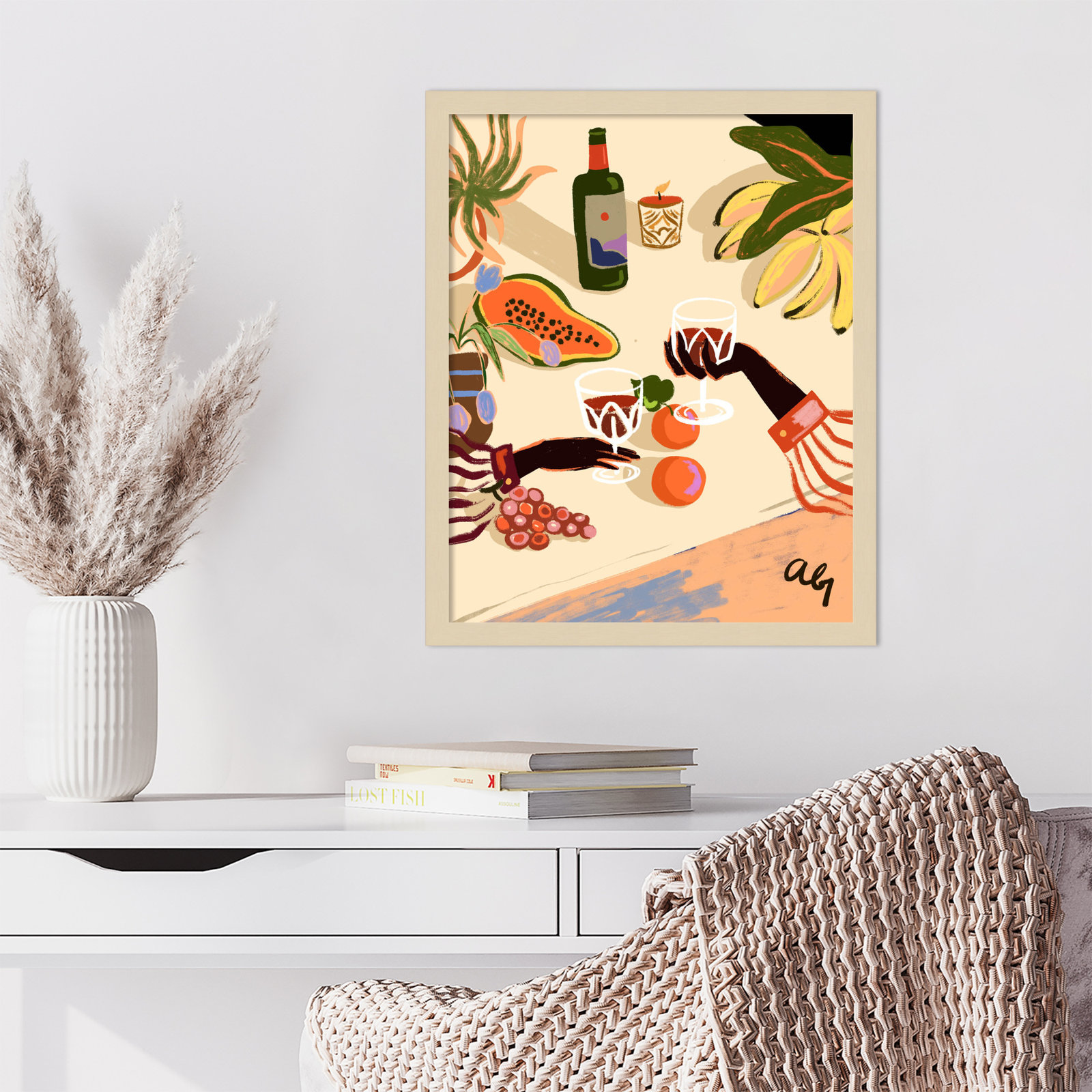 Pritchard "Cheers to You (Wine)" Print, Brown, 21" H x 17" W