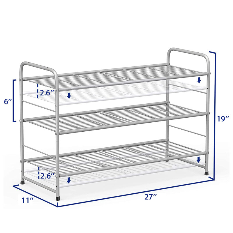12 Pair Shoe Rack, Silver