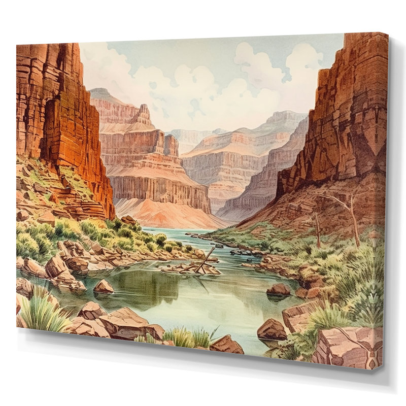 Paysage de canyon sur toile, H 24 po x l 32 po x P 1 po, Toile tendue