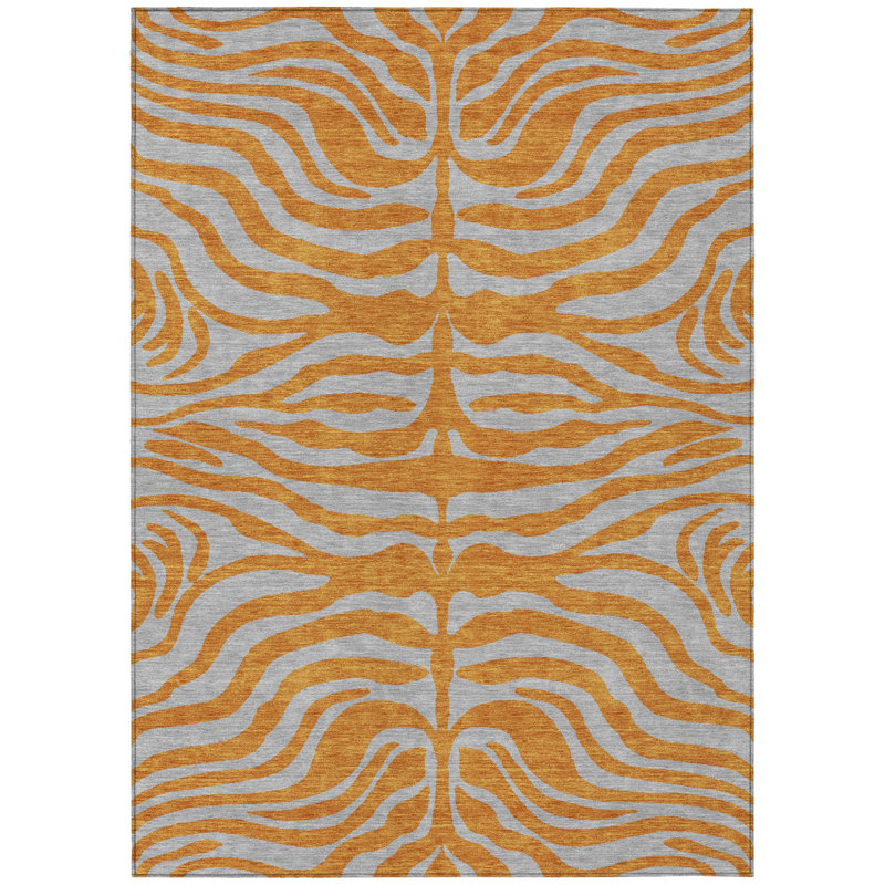 HomeRoots 3' X 5' Copper And Gray Animal Print Washable Indoor Outdoor Area Rug