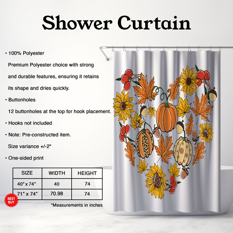 Rideau de douche 1 pièce Cozy Autumn, H 74 po x l 40 po