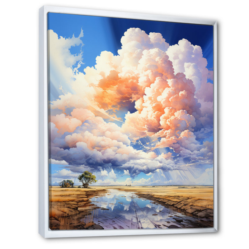 «Clouds Playful Skies I», reproduction sur toile, H 32 po x l 24 po x P 1 po, Cadre flottant blanc