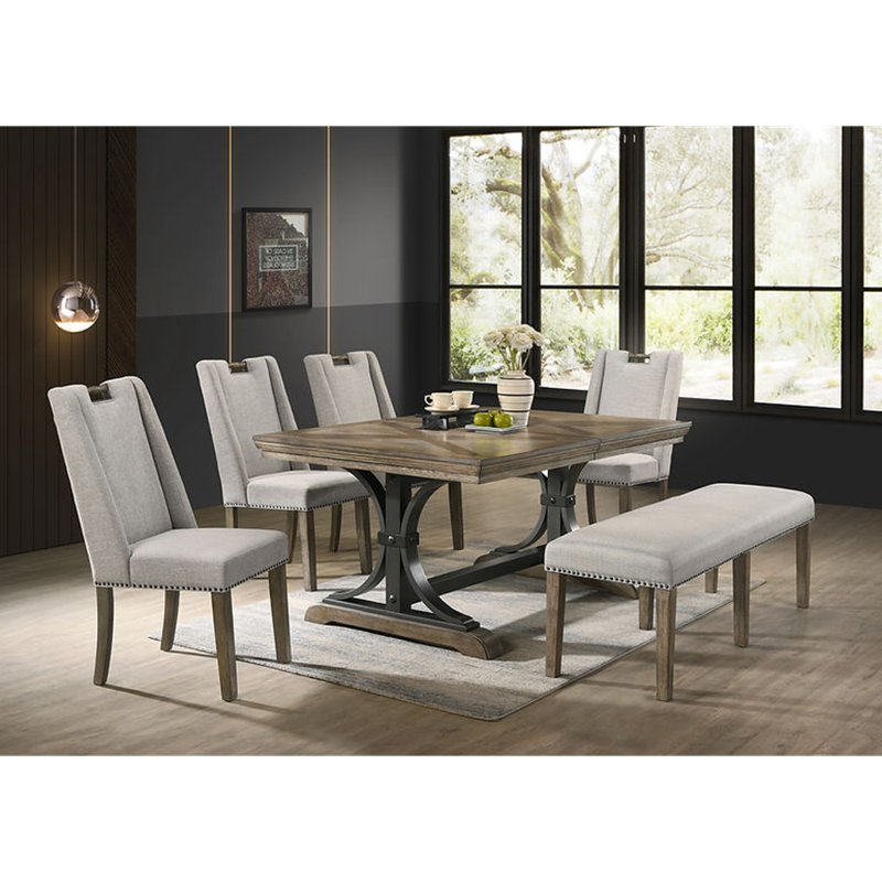 Ensemble de salle à manger rectangulaire Vasanthan L 80 po x l 41,75 po, 9 pièces (8 chaises et table)