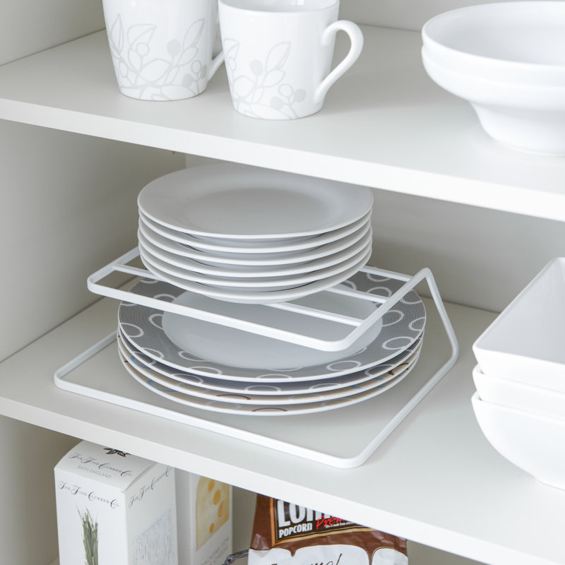 White Steel Kitchen Cabinet Dish Riser Organizer