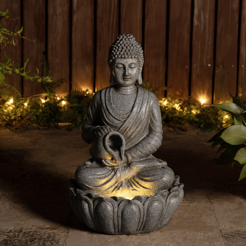 Outdoor Sculptural Fountain with Lights