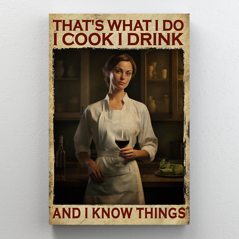 Woman Chef I Cook I Drink - 1 pièce Rectangle Grap Woman Chef I Cook I Drink, H 36 po x l 24 po x P 1,25 po