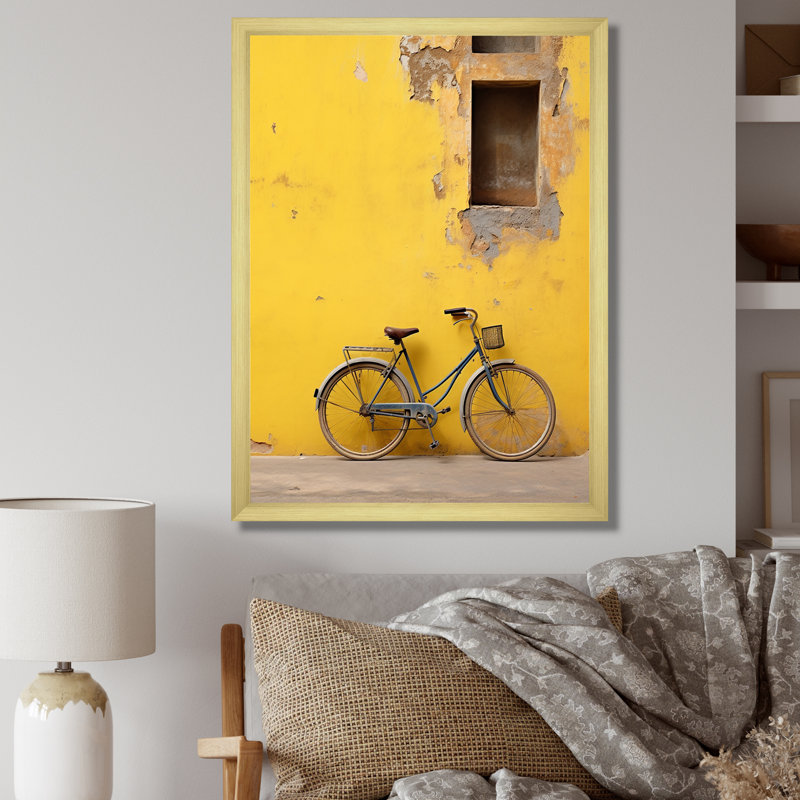 «Lemon Leisure Bicycle I», reproduction d'art sur toile, Cadre doré simple, H 32 po x l 24 po x P 1 po