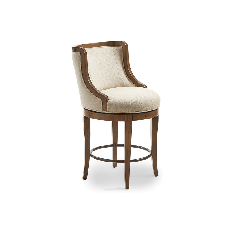 Corbin Swivel Upholstered Stool with Solid Wood Frame, Piatelli Harbour