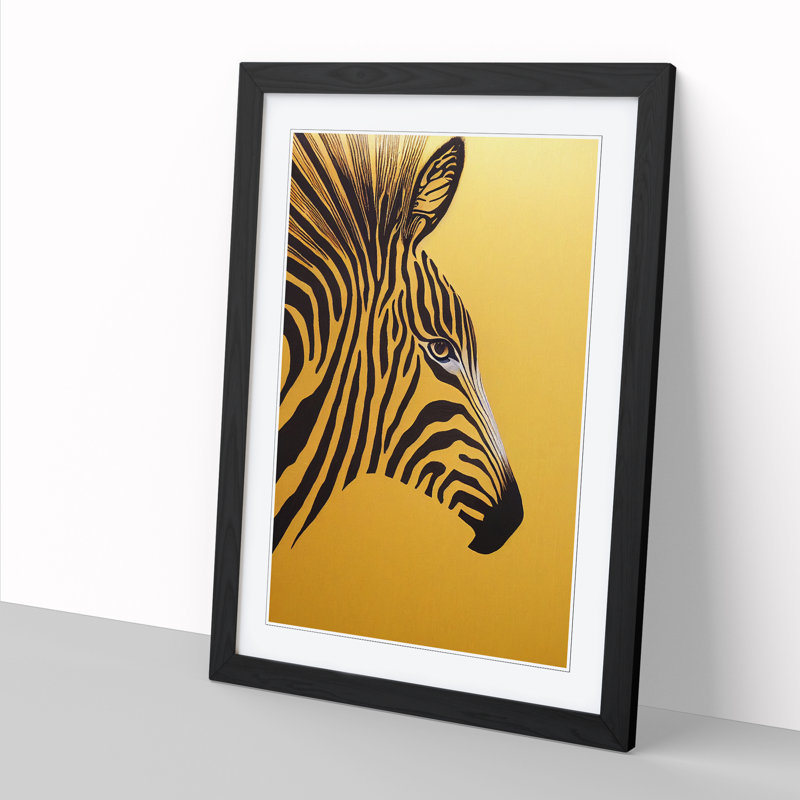 FRM-V0523-2952X Zebra Gold Leaf - Single Picture Frame Print, 64cm H x 46cm W x 2cm D, Oak