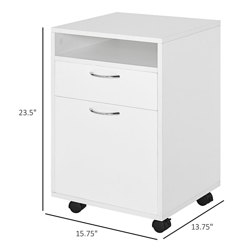 Mobile Storage Cabinet Organizer With Drawer, Entryway Cabinet, White