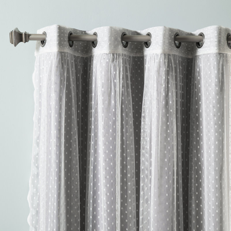 Tulle Polyester Room Darkening Curtain Panels, Gray, 52" W x 96" L