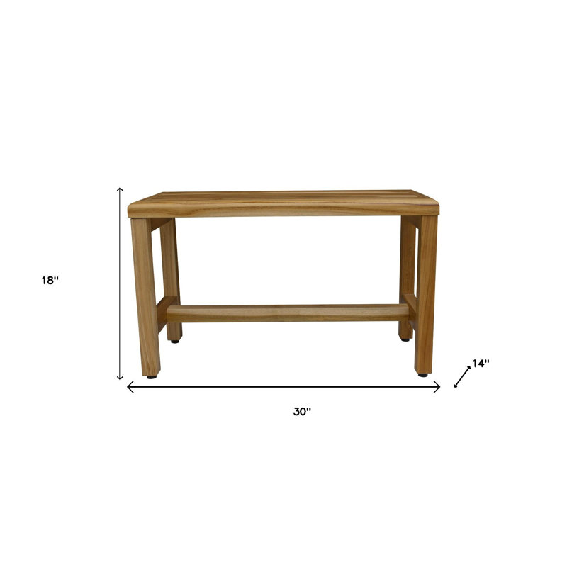 Banc d'extérieur compact pour douche en teck au fini naturel