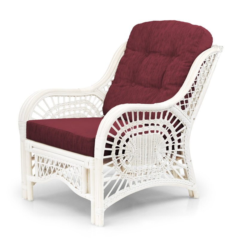 Fauteuil en velours capitonné naturel Agambir, Bourgogne