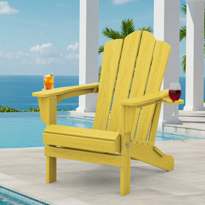 Wolak HDPE Folding Adirondack Chair With Dual Cup Holder