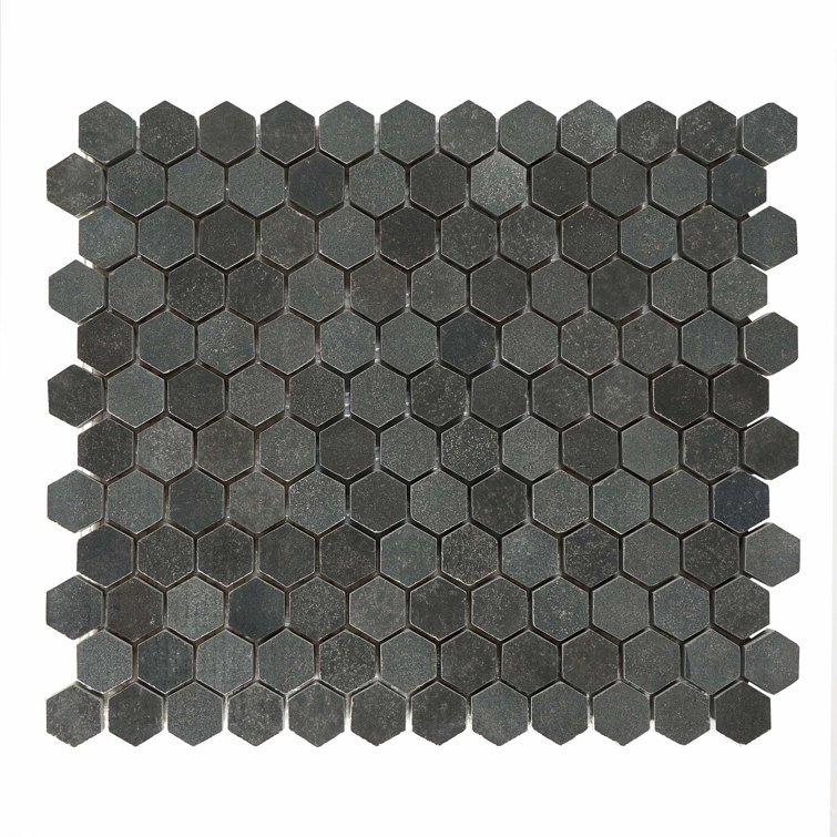 Hex Hexagon 1" x 1" Mosaic Tile in Black Honed