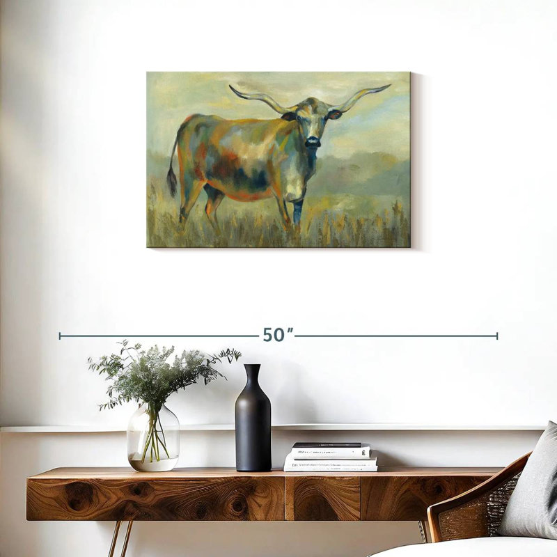 Vache Longhorn Brampt, H 20 po x l 30 po