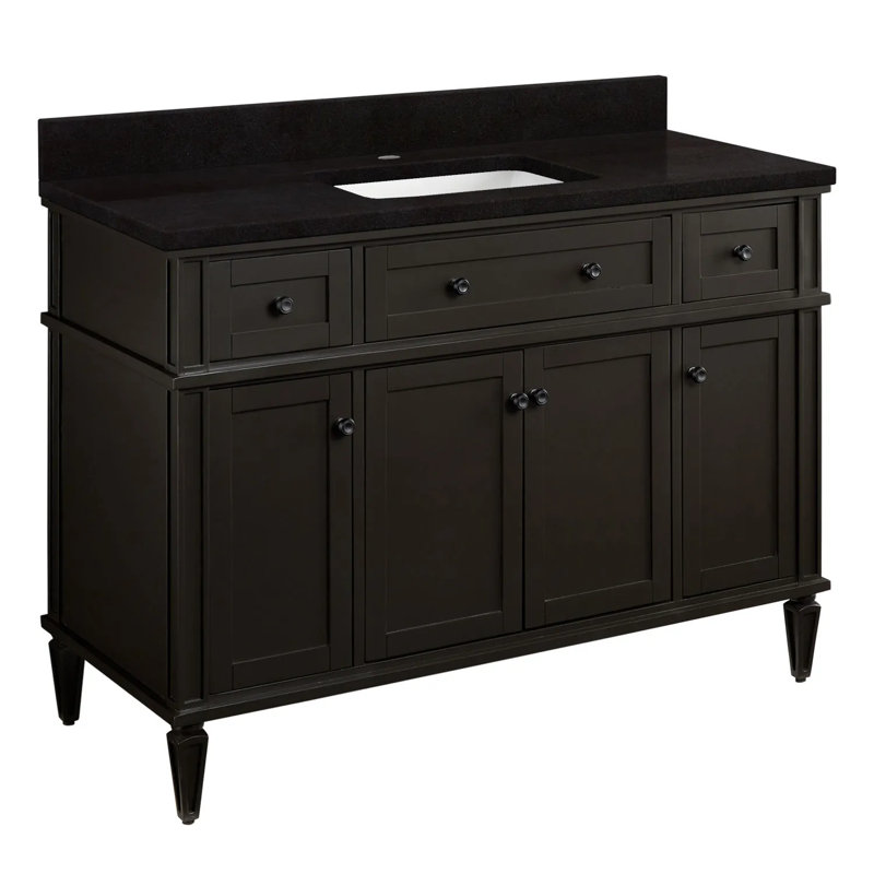 48" Elmdale Single Bathroom Vanity Set with Rectangular Undermount Sink, 8" Widespread, Feathered White Quartz