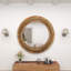 Wood Large Room Wall Mirror with Layered Wood Chip and Stick Design