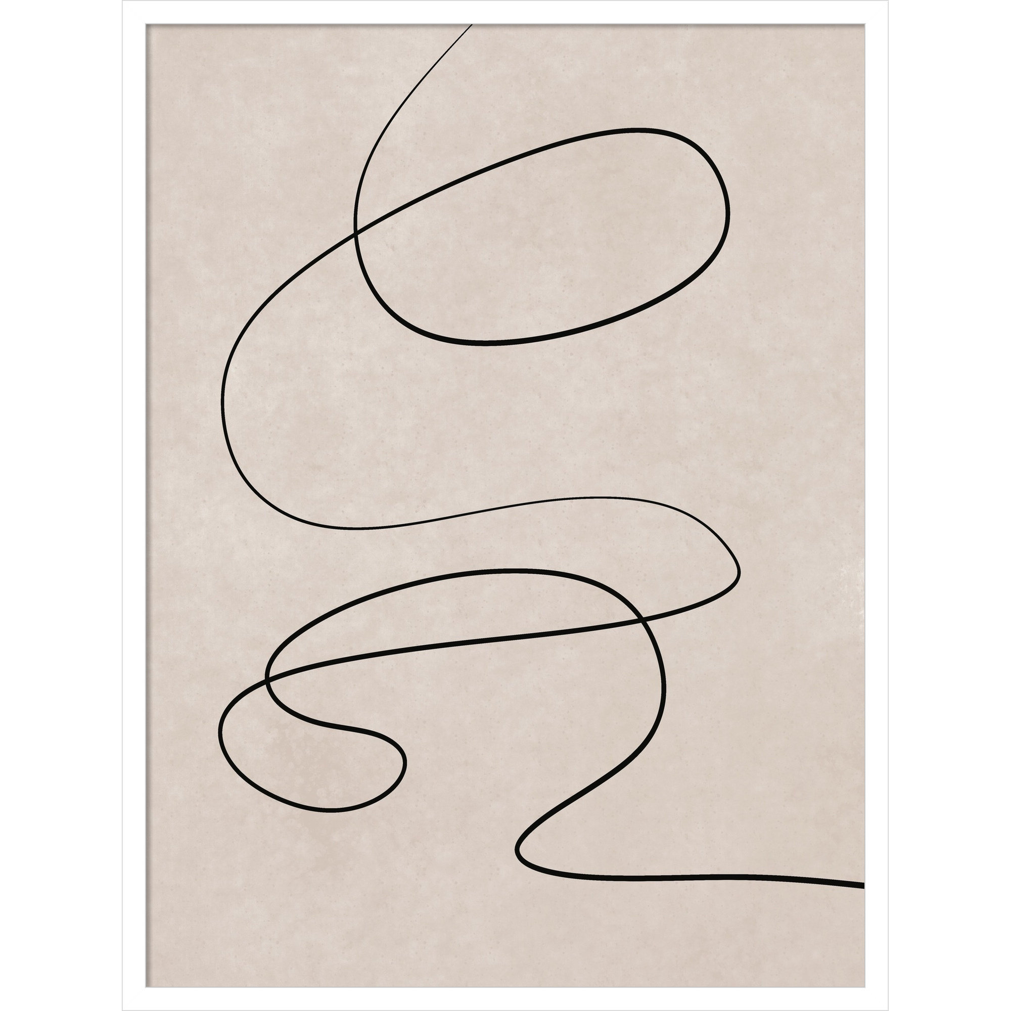 Black Line and Textured Beige Background by Little Dean Wood Framed Wall Art Print, 33" H x 25" W, White