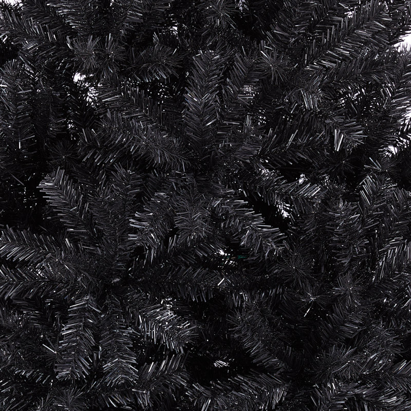 Sapin de Noël artificiel articulé multicolore avec base pliable, 7.5' H, Noir, noir, noir, noir