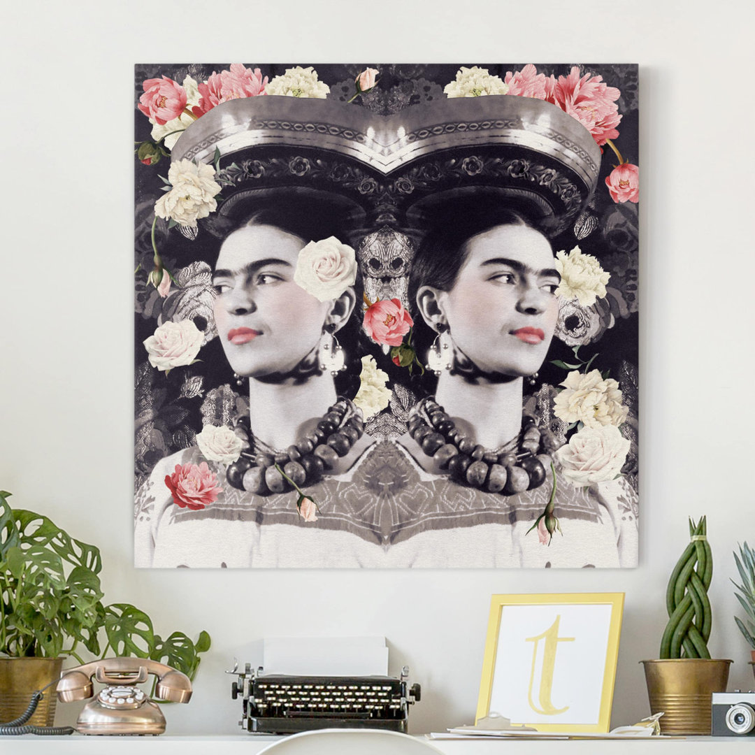 Leinwandbild Blumenflut Frida Kahlo