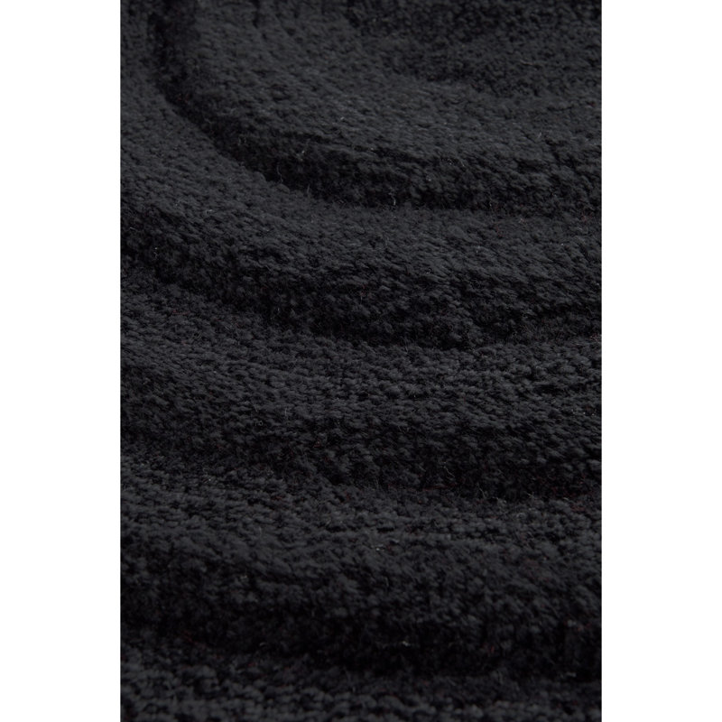 Non-Slip Acrylic Bathmat, 35.4 in Diameter | 30 mm Pile Height, 3.2 lbs/sq ft | Machine Washable, Black Color | Perfect for Stylish and Safe Bathrooms, Easy Care & Modern Design