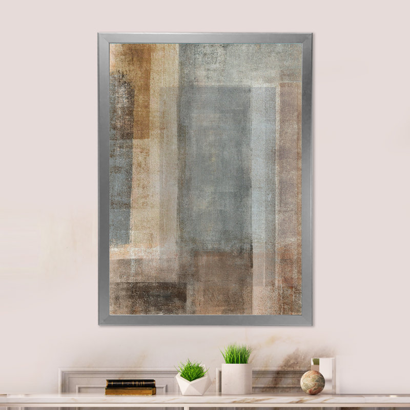 «Gray Meets Beige Abstract Art», reproduction d'art sur toile encadrée