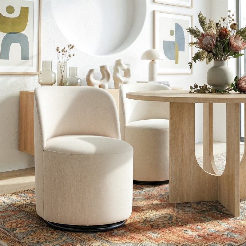 Ensemble repas 5 pièces avec 4 chaises demi-tonneau pivotantes, Brown