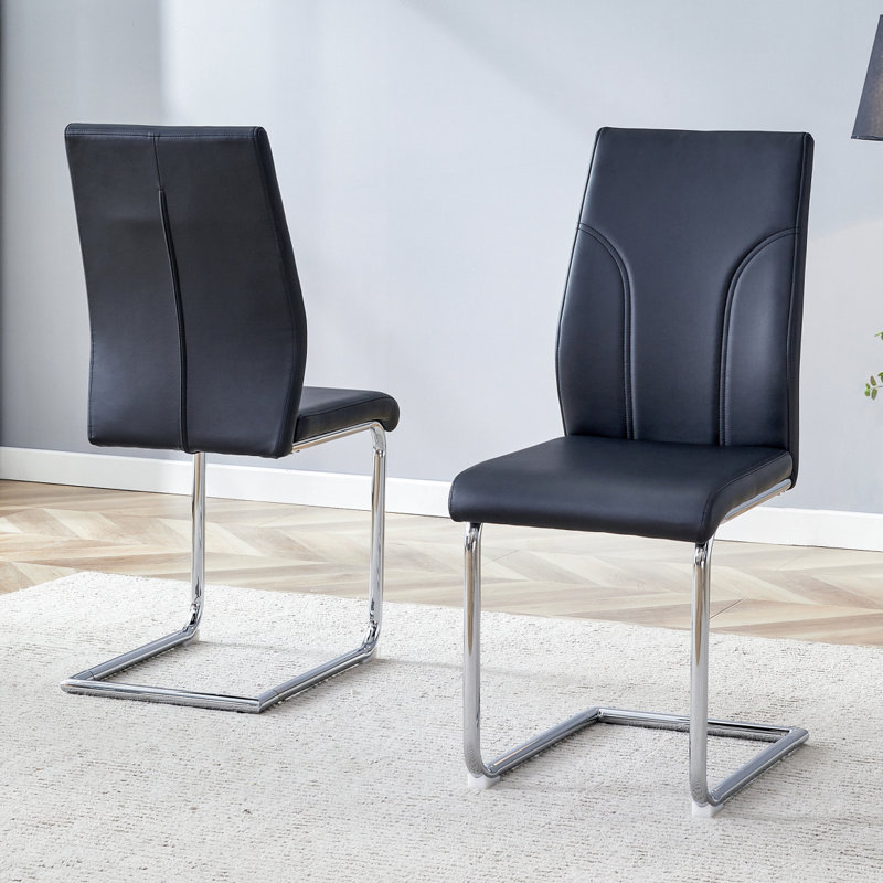Ensemble de chaise de salle à manger, ensemble de chaise de salle à manger, siège à haut dossier en matériau PU et fauteuil à pieds robustes