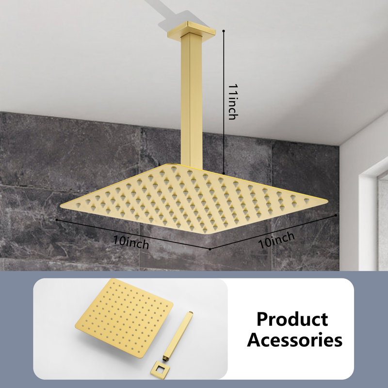 Rain Fixed Shower Head, Brushed Gold
